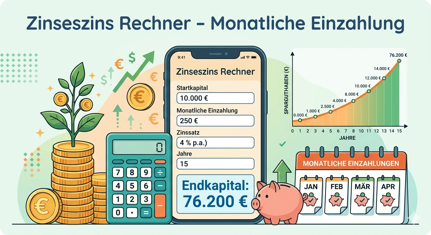Zinseszins Rechner monatliche Einzahlung – So vermehren Sie Ihr Geld systematisch